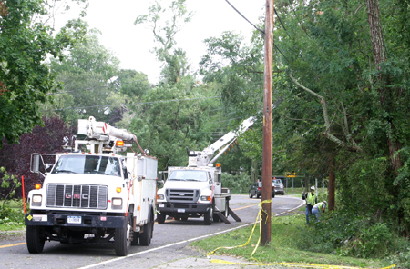 PETER BOODY FILE PHOTO | A LIPA crew at work to fix an outage following Tropical Storm Irene.