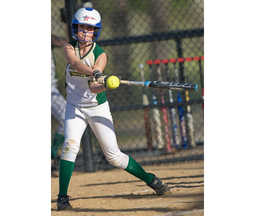 GARRET MEADE PHOTO | Ali Hulse swung for two hits and two runs batted in for Bishop McGann-Mercy in its comeback win over Southold/Greenport.