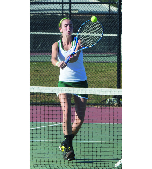 ROBERT O'ROURK PHOTO | Shannon Merker plays for one of Bishop McGann-Mercy's All-County doubles teams.