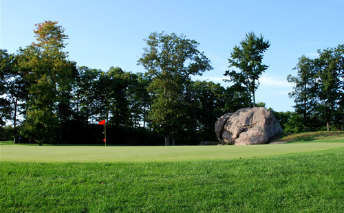 The namesake Great Rock at the 10th hole of the course in Wading River. (Courtesy photo)