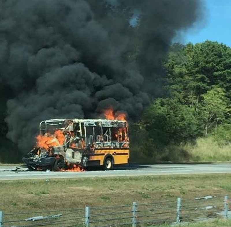 Riverhead school bus fire Long Island Expressway