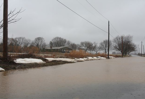 Reeves Avenue in Riverhead was flooded Friday morning