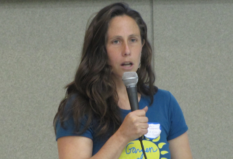 Eve Kaplan-Walbrecht, owner of Garden of Eve in Riverhead, spoke at the Small Farm Summit about apprenticeships and breaking into local farming.