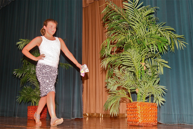 Fifth grader Lola Beyrodt of Baiting Hollow at the Mercy fashion camp show. (Credit: Barbaraellen Koch)