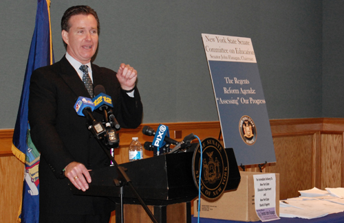 COURTESY PHOTO | State Senator John Flanagan during his press conference in Brentwood on Thursday.