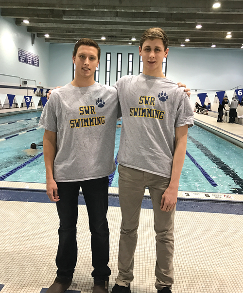 Twins Josh, left, and Jason Louser both represented Shoreham-Wading River in the Section XI Championships. (Courtesy photo)
