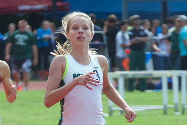 McGann-Mercy junior Meg Tuthill finished second in the 800. (Credit: Robert O'Rourk)