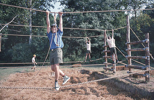 BOY SCOUTS OF AMERICA COURTESY PHOTO  |  Boy Scouts on a rope obstacle course.