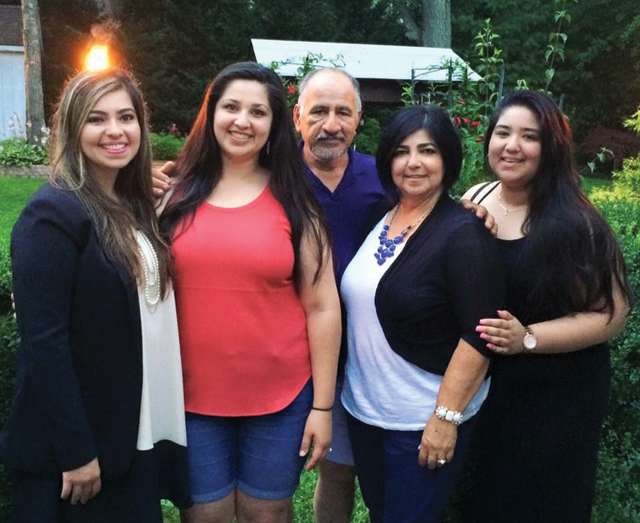 Mr. Aceituno pictured with his three daughters (from left) Jasmin, Jennifer and Genesis and his wife Gladys. (Credit: courtesy photo)