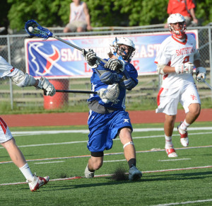 ROBERT O'ROURK PHOTO | Ryan Hubbard scored on this shot for Riverhead 1 minute 47 seconds into the fourth quarter, cutting Smithtown East's lead to 9-4.