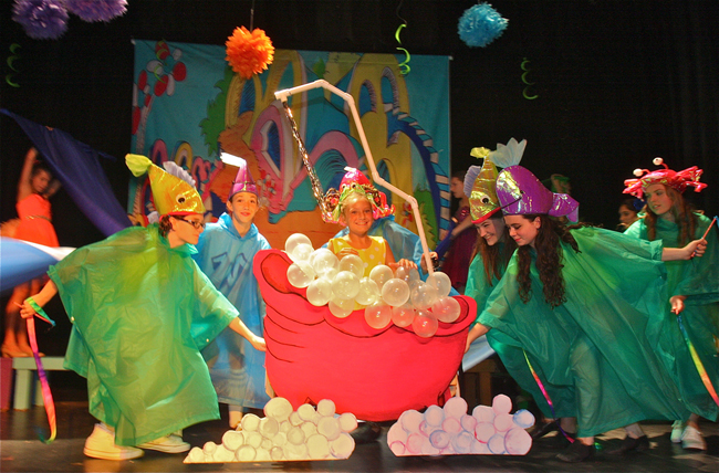 Kate Chapman as Jo-Jo performing to the song "It's Possible" in Act I of Seussical Jr. in rehearsal at the Vail-Leavitt Music Hall. (Credit: Barbaraellen Koch)