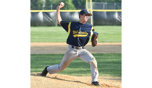 John Montesano pitched one inning of relief for Shoreham-Wading River in Bayport on Tuesday. (Credit: Robert O'Rourk)