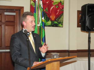 TIM GANNON PHOTO | Supervisor Sean Walter at his 'State of the Town' address last week in Calverton.