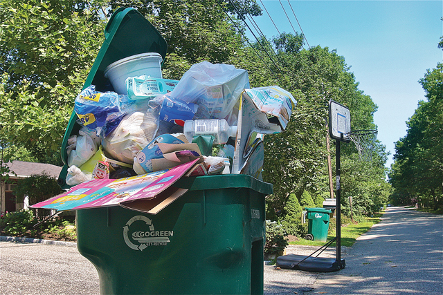 Garbage piled high on Oak Avenue in Flanders. (Credit: barbaraellen Koch)
