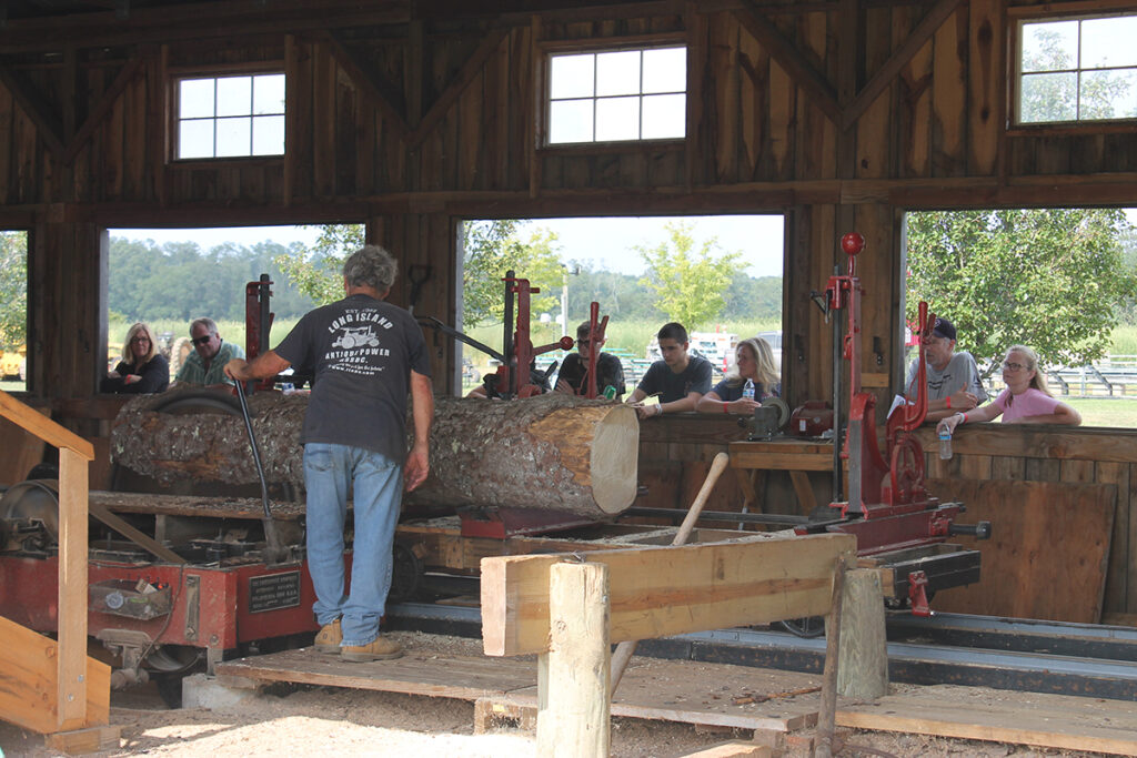 Sawmill demonstration with a 44-inch blade at Hallockville Country Fair