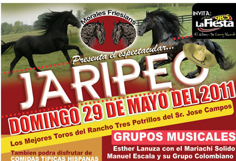 A rodeo is planned for May 28 on a farm in Baiting Hollow, as depicted in Spanish language posters advertising the event.