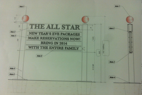 TIM GANNON PHOTO | Designs for a sign that was approved for The All Star.