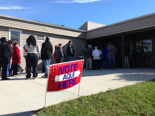 PAUL SQUIRE FILE PHOTO | Lines at the John Wesley Village polling place.