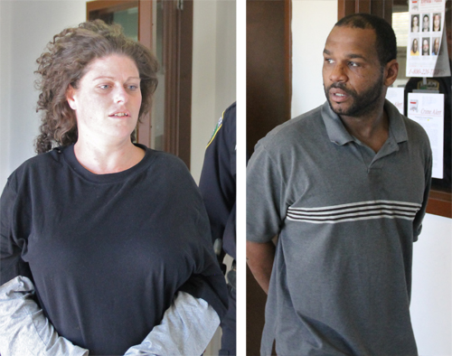 PAUL SQUIRE PHOTOS | (L-R) Louise Reeves and Roshawn Childress were arraigned in Riverhead Town court Tuesday morning. 