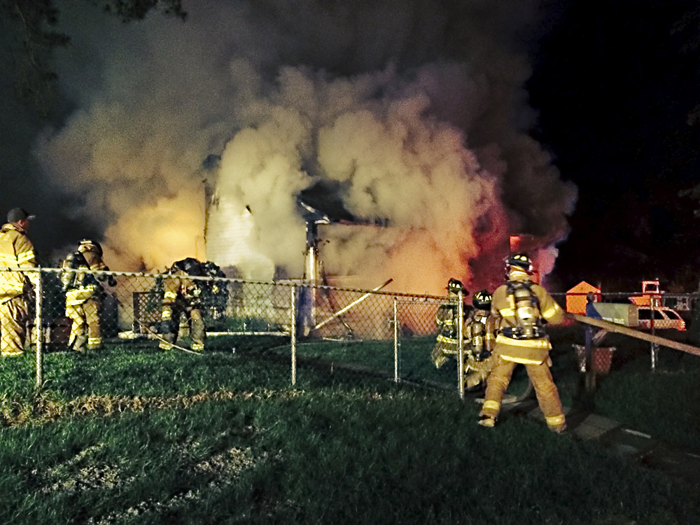 Firefighters battle a blaze that claimed a Northampton home just after midnight Thursday. (Credit: Riverhead Ex-chief Steve Beal)