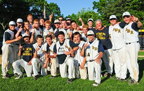The Shoreham-Wading River baseball team in 2012 after winning the county title. (Credit: Bill Landon, file)