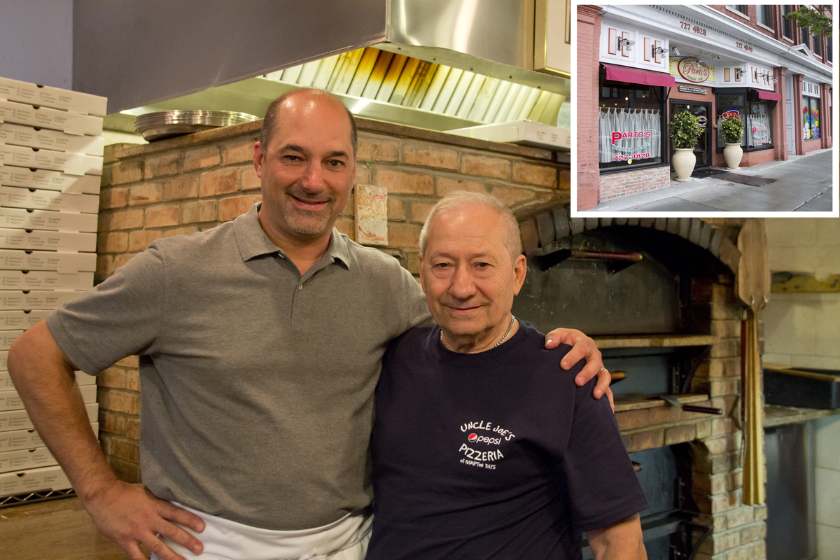 Parto's (inset) is under new ownership. Claudio (left) and Joe Sciara from Uncle Joe's pizzeria have taken over. (Credit: Paul Squire)