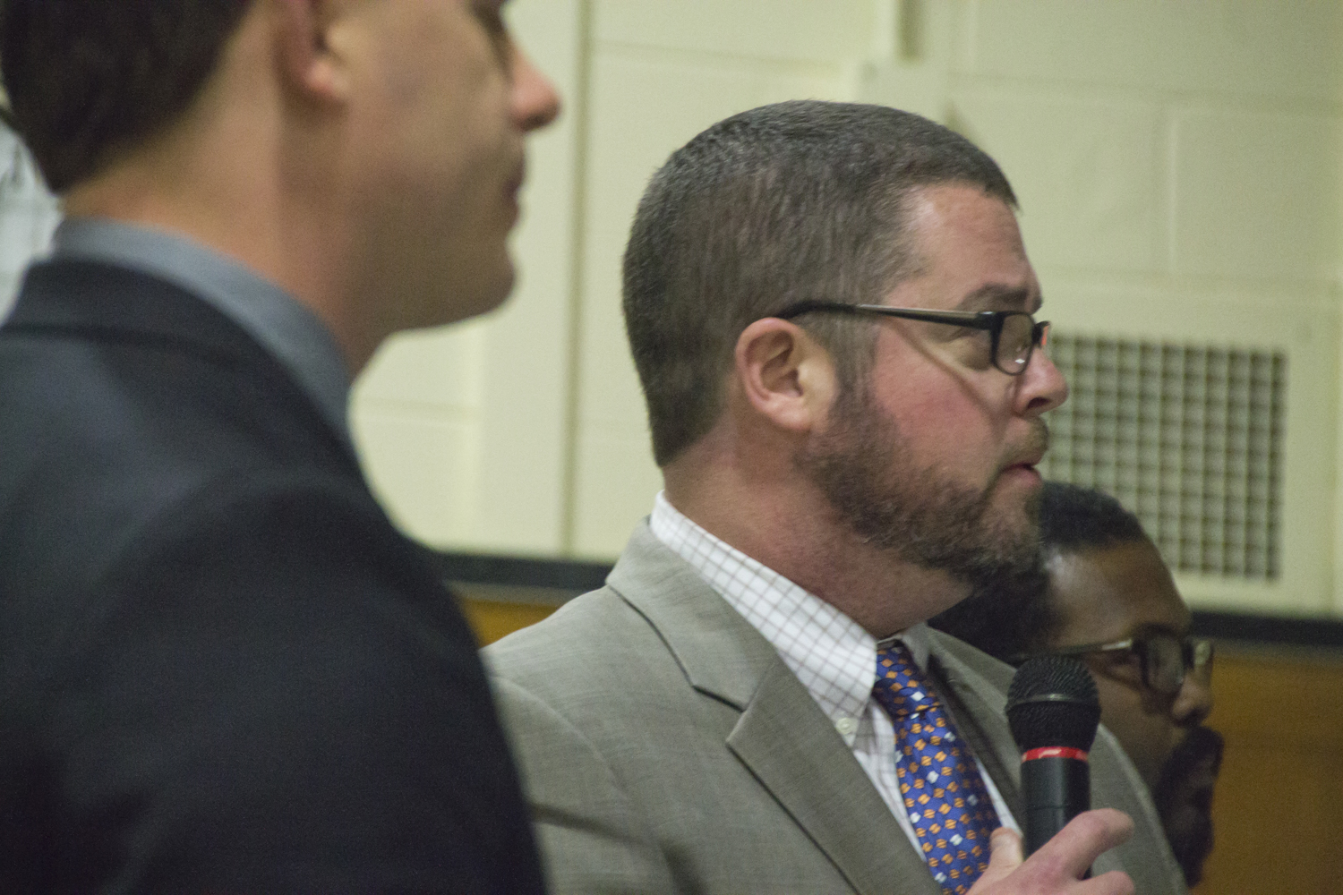 Assistant Superintendent David Wicks discusses Tuesday night possible ways to spend more than $2 million allocated to the district for technology upgrades. (Credit: Paul Squire)