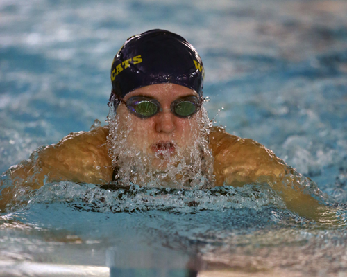 Emily Anderson of Shoreham-Wading River, pictured during a meet Oct. 17, will compete at the state championships. (Credit: Daniel De Mato)