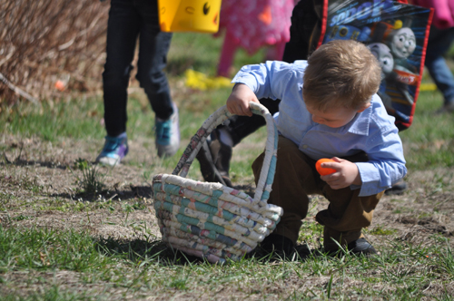 Three-year-old Christopher Ervin III of Flanders enjoying Saturday's egg hunt. (Credit: Cyndi Murray)