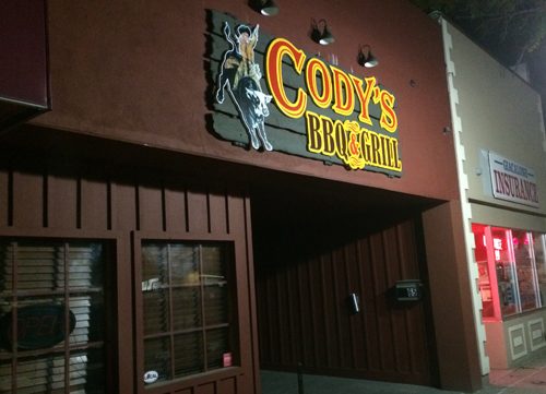The lights have been out at Cody's BBQ & Grill since a state agency issued a stop work order, forcing the restaurant to close May 14. (Credit: Grant Parpan)