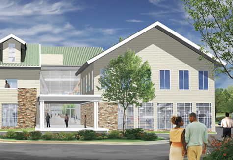 An artist rendering of the main atrium at the Family Community Life Center's recreational and other facilities.