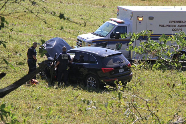 The Audi's driver was treated at Peconic Bay Medical Center. (Credit: Carrie Miller, file)
