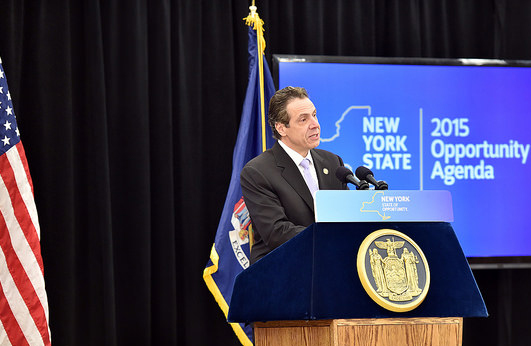 Gov. Andrew Cuomo announces a proposal to offer certain residents a property tax credit on Wednesday. (Credit: Governor's office)