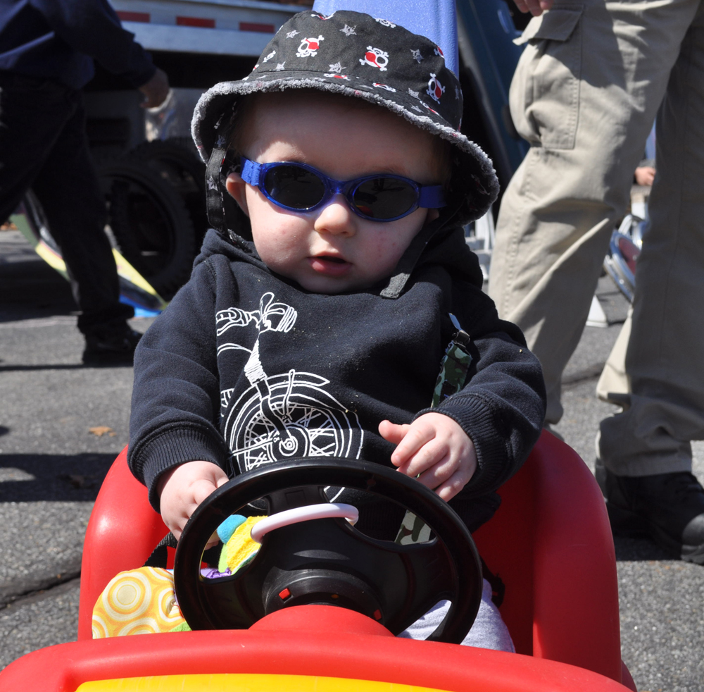 Eight-month-old Gavin Weiner of Selden might have had the most unique hot rod of all Sunday. (Credit: Vera Chinese)