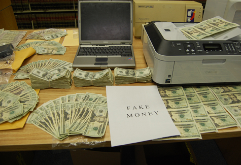 Counterfeit bills recovered by the Suffolk DA task force's bust of Riverhead drug ring