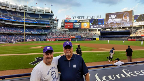 Doug Wald and Ernie Townsend at the Yankees game they went to in late June. (Courtesy photo)