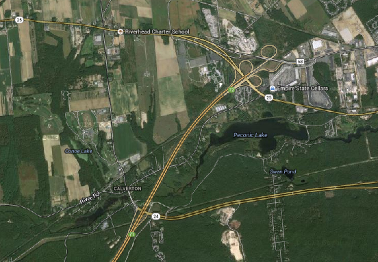 The LIE will be closed from exits 71 to 73 the next two nights. (Credit: Google Earth)