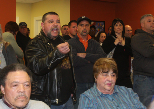 Kenny Alfano of Flanders voices his displeasure that Flanders Riverside Northampton Civic Association membership applications had not been processed in time for the monthly meeting Monday night. (Credit: Barbaraellen Koch)