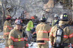 Firefighters at the scene of the explosion in Water Mill. (Credit: The Southampton Press/Dana Shaw)