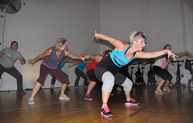 Chrissy Locrotondo leads a Free Bird Fitness class. (Credit: Carrie Miller)