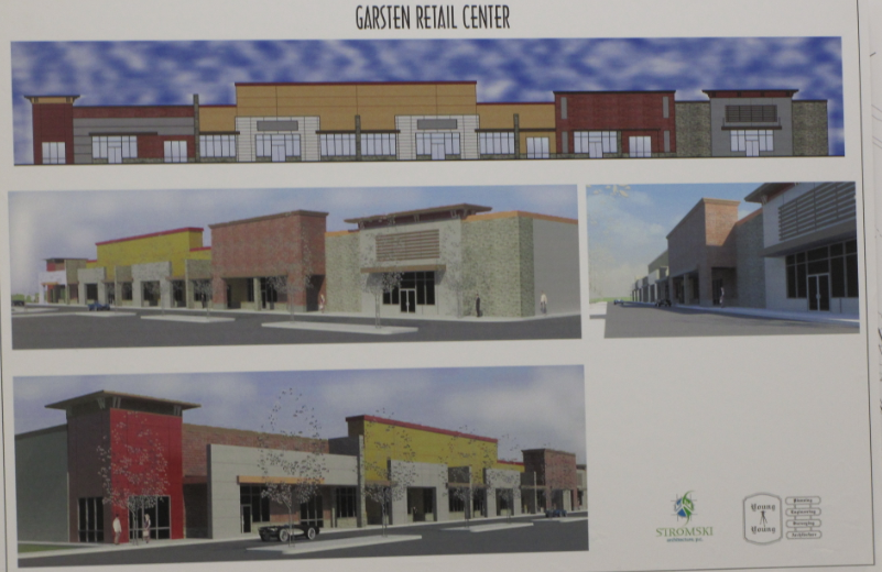 Rendering of proposed Garsten Retail Center on Rt 58 by architect Robert Stromski