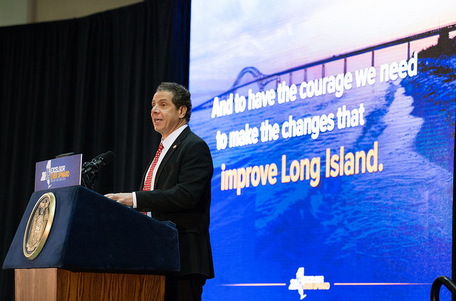 Gov. Cuomo delivers his Long Island State of the State speech last week. (Credit: Gov. Cuomo's office)