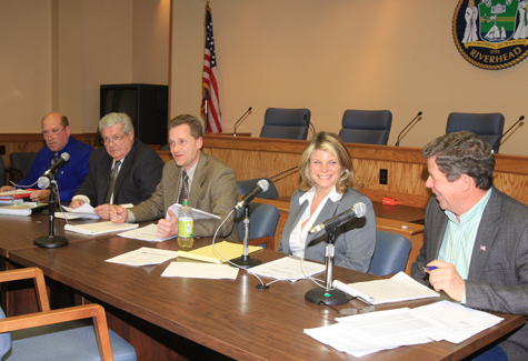 NEWS-REVIEW FILE PHOTO | Riverhead Town Board members in Town Hall.