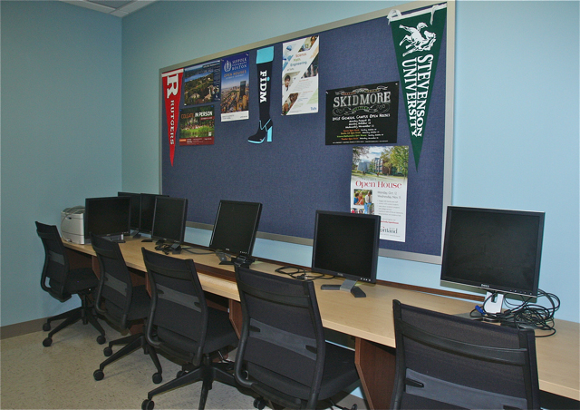 The new Guidance Office has an area for students to do research on colleges, scholarships and grants.