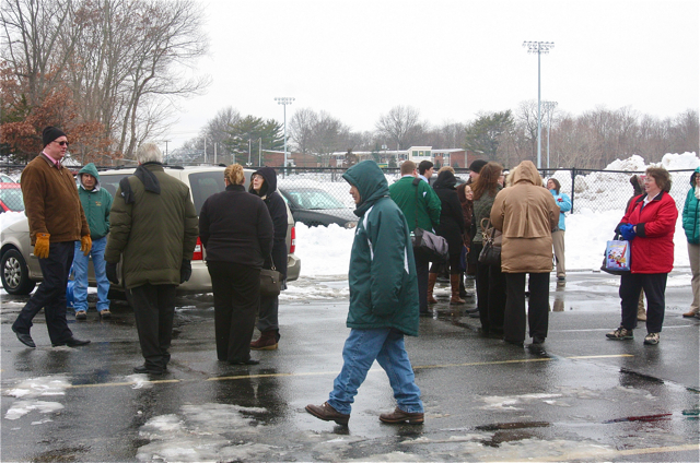 Students and faculty were evacuated on Friday at McGann-Mercy. (Credit: Barbaraellen Koch)