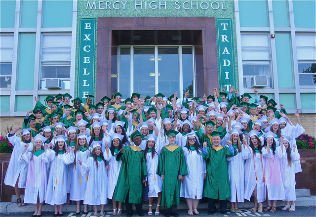 The McGann-Mercy Class of 2015 at Wednesday's graduation ceremony. (Credit: Barbaraellen Koch)