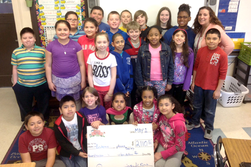 The students in Janine Weber's fourth grade class were the winners of the Pennies for Patients fundraiser. (Credit: Riverhead School District)