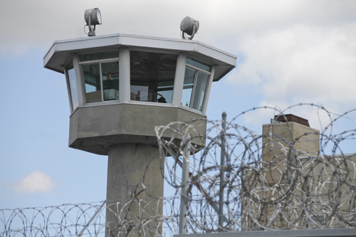 A security tower at the Suffolk County Correctional Facility in Riverside. (Credit: Paul Squire)