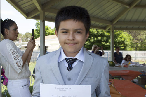 Essay winner Bryan Alvarez, 11, of Riverhead.