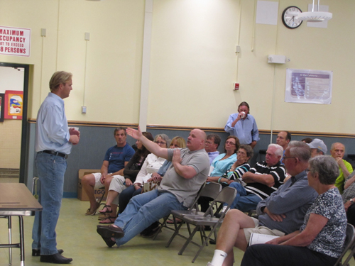 Kurt Van de Wetering speaks to residents at the Greater Calverton Civic Association Wednesday